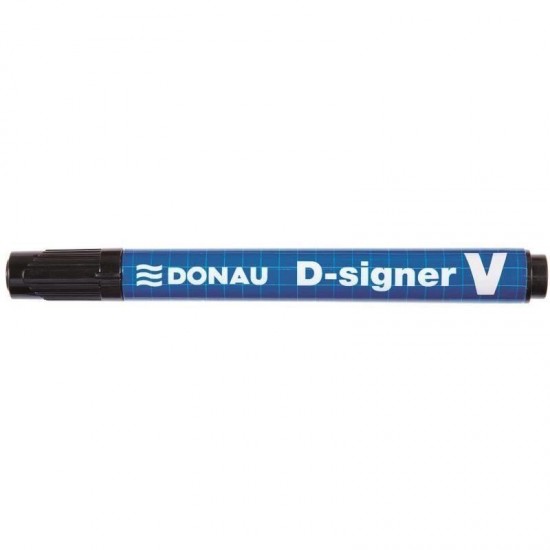 Marker permanent DONAU D-Singer V, varf tesit, scriere de 2 - 4 mm, negru