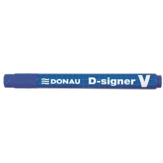Marker permanent DONAU D-Singer V, varf tesit, scriere de 2 - 4 mm, albastru