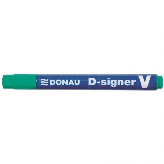 Marker permanent DONAU D-Singer V, varf tesit, scriere de 2 - 4 mm, verde