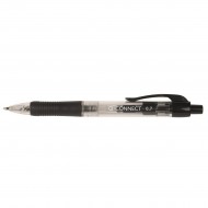 Pix cu mecanism Q-CONNECT, corp transparent cu grip, scriere de 0.7mm, negru