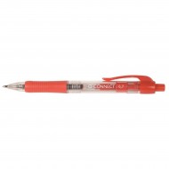 Pix cu mecanism Q-CONNECT, corp transparent cu grip, scriere de 0.7mm, rosu