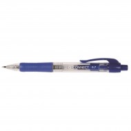 Pix cu mecanism Q-CONNECT, corp transparent cu grip, scriere de 0.7mm, albastru