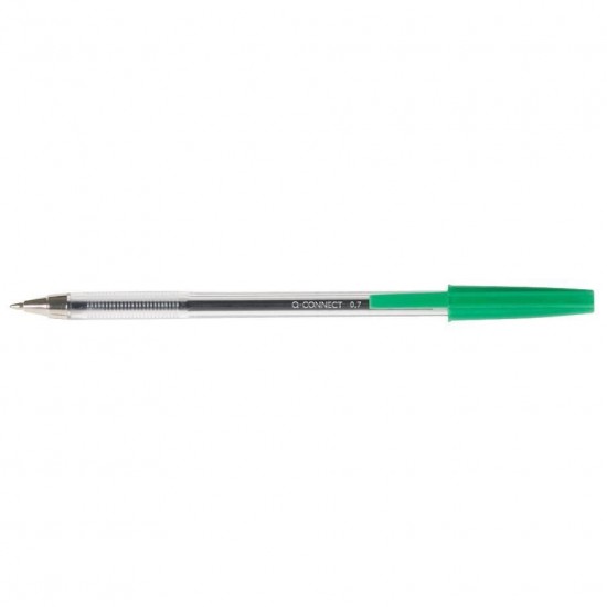 Pix fara mecanism Q-CONNECT Cristal, corp transparent, scriere de 0.7 mm, verde