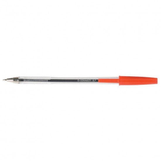 Pix fara mecanism Q-CONNECT Cristal, corp transparent, scriere de 0.7 mm, rosu