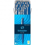 Pix cu mecanism Schneider K15, mina albastra, corp albastru, pachet 50 bucati