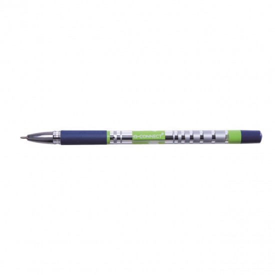 Pix cu gel Q-CONNECT Slick Needle Point, corp transparent cu grip, scriere de 0.3 mm, albastru