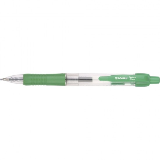 Pix cu gel, mecanism retractabil, rubber grip, 0.5 mm, cerneala rezistenta la apa, DONAU - verde