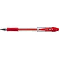 Pix cu gel PENAC FX-1, rubber grip, 0.7mm, con metalic, corp transparent - scriere rosie