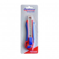 Cutter premium Optima, lama 18mm + 2 rezerve SK5, auto-incarcare, sina metalica, ABS cu rubber grip