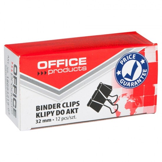 Clip hartie 32mm, 12buc/cutie, Office Products - negru