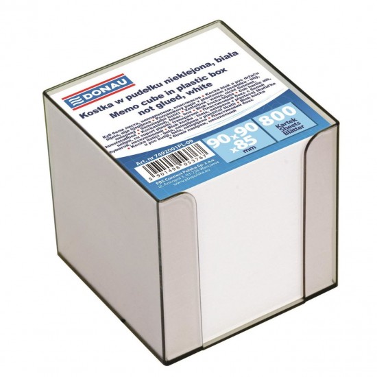 Cub hartie alb cu suport plastic DONAU, 700 file, 95 x 95 x 95 mm