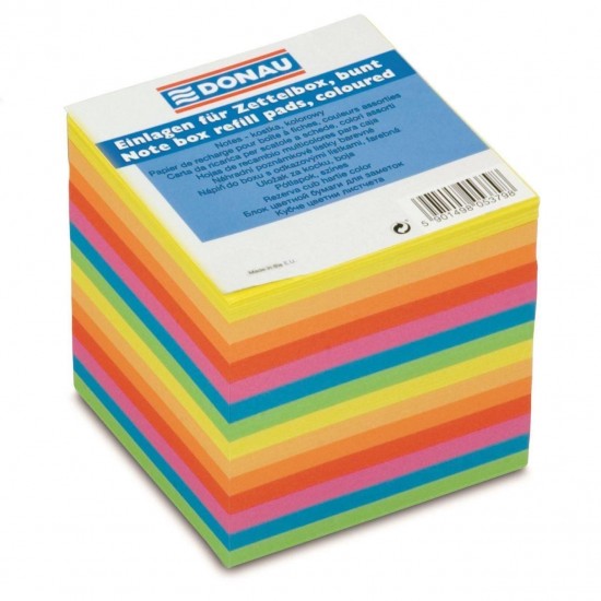 Cub hartie color DONAU, 700 file, neon, 90 x 90 x 90 mm, infoliat