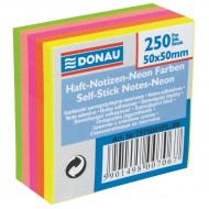 Cub notite adezive DONAU, 50 x 50 mm, 250 file, 5 culori neon
