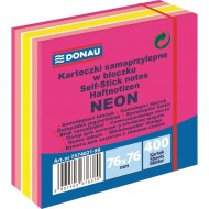 Cub notite adezive DONAU, 76 x 76 mm, 400 file, roz mixat, 5 culori neon/pastel