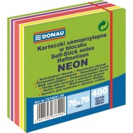 Cub notite adezive DONAU, 76 x 76 mm, 400 file, verde mixat, 5 culori neon/pastel