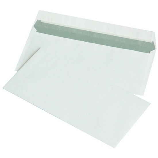 Plic DL (110x220mm), lipire siliconica, 1000 buc/cutie, Optima - alb