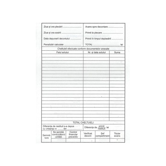 Ordin de deplasare, delegatie, A5, 100 file, hartie offset