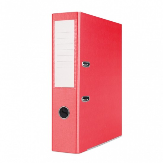 Biblioraft A4, plastifiat PP/paper, margine metalica, 75 mm, Office Products Basic S - rosu