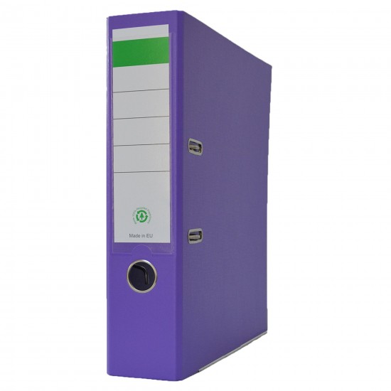 Biblioraft A4, plastifiat PP/paper, margine metalica, 75 mm, Office Products Basic S - mov