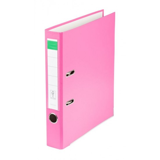 Biblioraft A4, plastifiat PP/paper, margine metalica, 75 mm, Office Products Basic S - roz