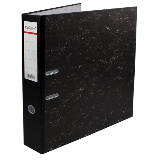 Biblioraft carton marmorat negru cu margine metalica, A3, portrait, 7.5 cm