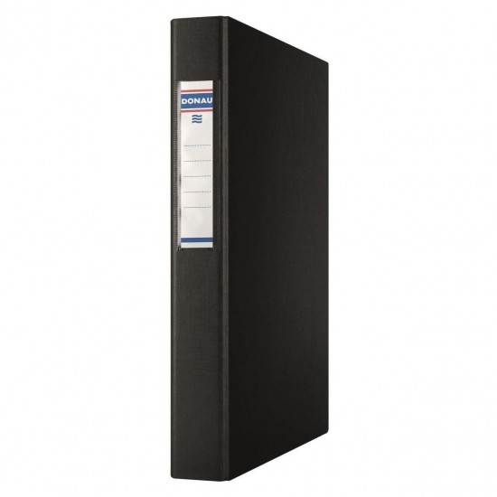 Caiet mecanic DONAU A4, 40mm, 4 inele de 25 mm, cu eticheta, negru