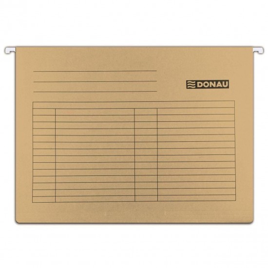 Dosar suspendabil cu eticheta, bagheta metalica, carton 230g/mp, 5 buc/set, DONAU - maro