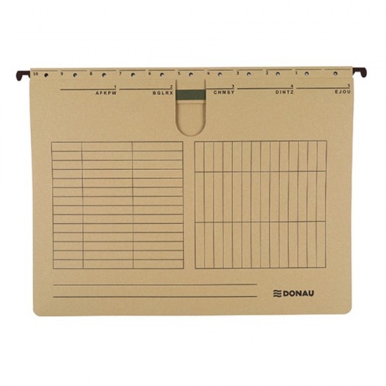 Dosar suspendabil cu sina, carton 230g/mp, bagheta metalica, 5 buc/set, DONAU - maro
