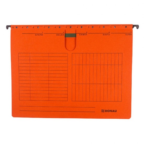Dosar suspendabil cu sina, carton 230g/mp, bagheta metalica, 5 buc/set, DONAU - orange