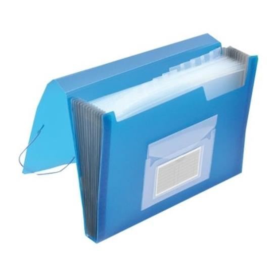 Mapa din plastic Q-CONNECT, cu 7 compartimente si elastic pe colturi, albastru transparent