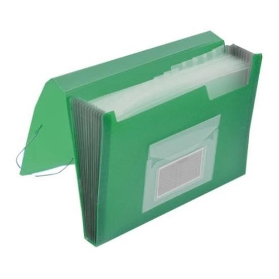 Mapa din plastic Q-CONNECT, cu 7 compartimente si elastic pe colturi, verde transparent