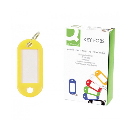 Breloc cu eticheta pentru chei Q-CONNECT, galben, 50 x 22 mm, 100 bucati