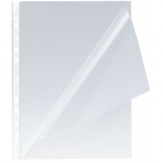 Folie protectie Q-CONNECT, A4, deschidere laterala, cristal, 100 microni, multiperforatii, 100 file/set