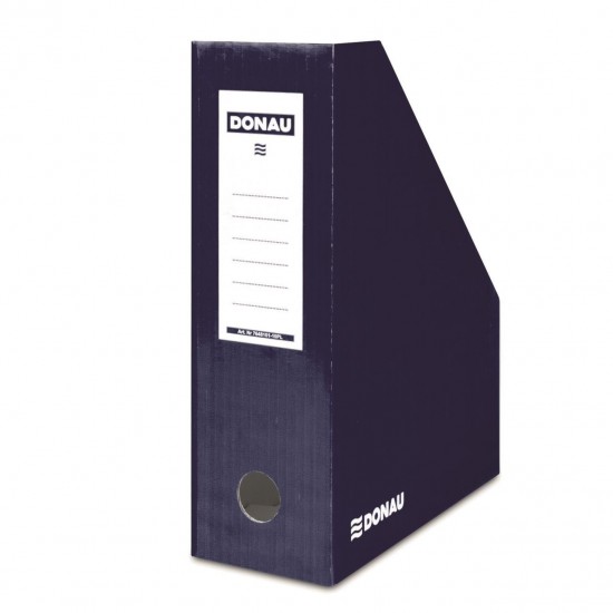 Suport vertical din carton DONAU, cotor 100 mm, carton lucios 390 gr/mp, albastru bleumarin