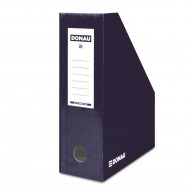 Suport vertical din carton DONAU, cotor 100 mm, carton lucios 390 gr/mp, albastru bleumarin