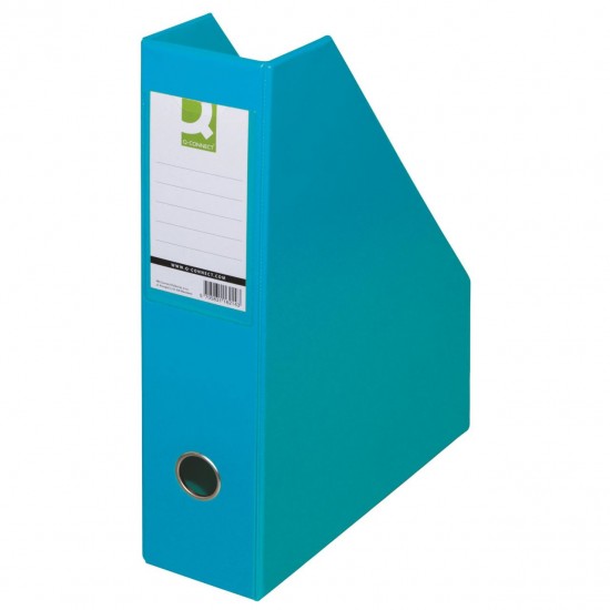 Suport vertical Q-CONNECT plastifiat PVC, pliabil, cotor 76 mm, cu inel, albastru