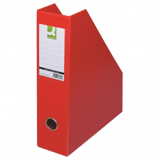 Suport vertical Q-CONNECT plastifiat PVC, pliabil, cotor 76 mm, cu inel, rosu
