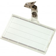 Ecuson orizontal DONAU cu clips metalic, plastic rigid, 85 x 50 mm
