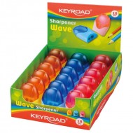 Ascutitoare plastic KEYROAD Wave cu container, 2 gauri
