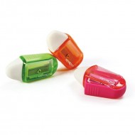 Ascutitoare plastic cu radiera KEYROAD Twist, div. culori