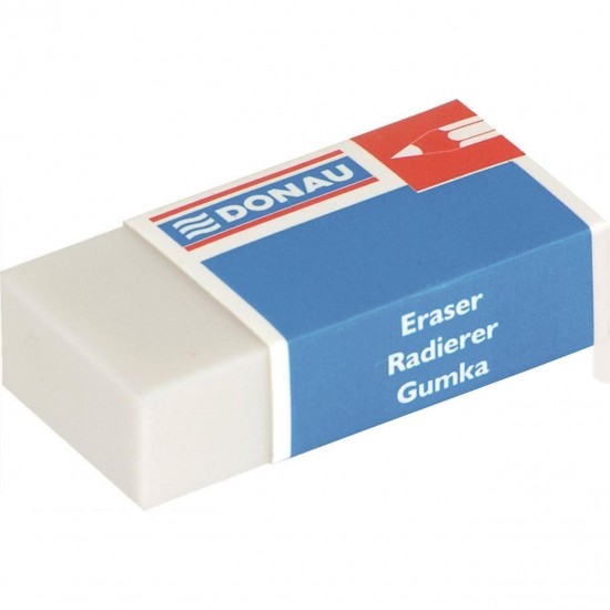 Radiera DONAU cu protectie, 41 x 21 x 11 mm, alb