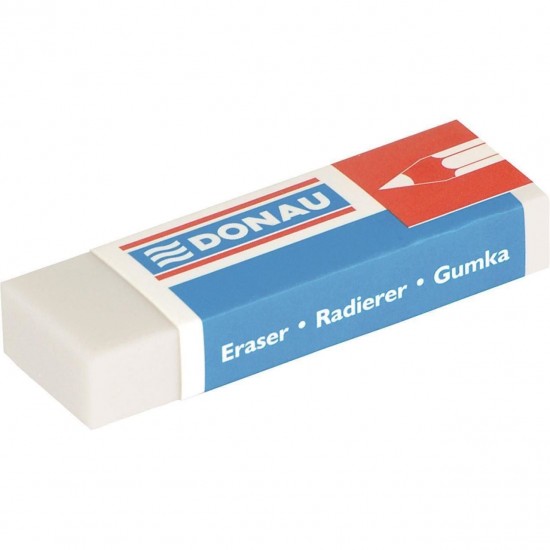 Radiera DONAU cu protectie, 61 x 21 x 11 mm, alb