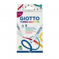 Carioca cu sclipici, 8 culori/cutie, GIOTTO Turbo Glitter - culori intense