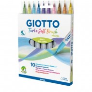 Carioca, varf flexibil (tip pensula), 10 culori/cutie, GIOTTO Turbo Soft Brush - culori pastel
