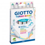 Carioca super lavabila, varf 7.5mm, 6 culori pastel/cutie, GIOTTO Turbo Giant Pastel