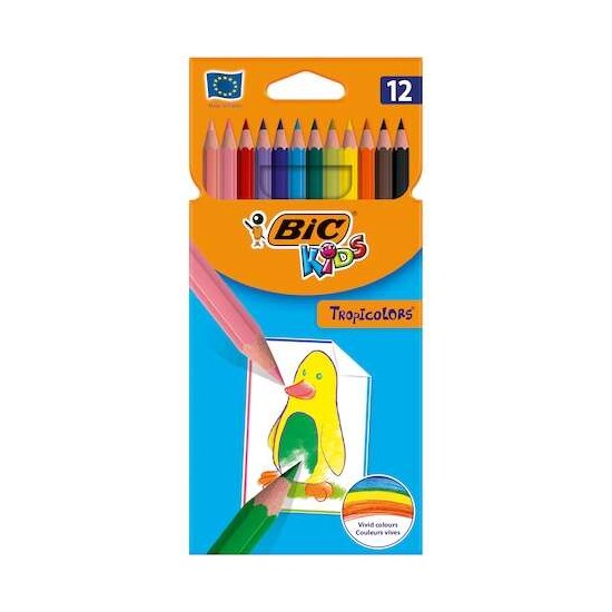 Creioane color BIC Kids Tropicolors 12 culori
