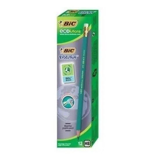 Creion grafic BIC Evolution, cu radiera, corp verde