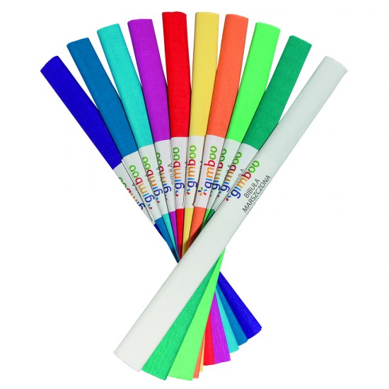 Hartie creponata 50 x 200 cm, GIMBOO - culori intense asortate, 10buc/set