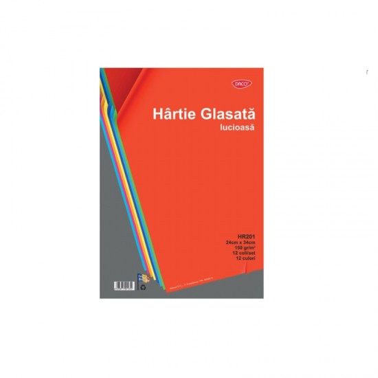 Hartie glasata lucioasa 24x34 cm 12 culori DACO