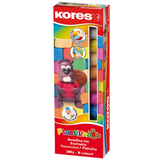 Plastilina 10 culori 200g Kores
